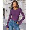 imageAvidlove Womens Bell Long Sleeve Bodysuits Thong Crew Neck Mesh Body Suit Going Out Leotard TopsDark Purple
