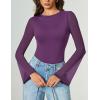 imageAvidlove Womens Bell Long Sleeve Bodysuits Thong Crew Neck Mesh Body Suit Going Out Leotard TopsDark Purple