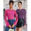 imageAvidlove Womens Bell Long Sleeve Bodysuits Thong Crew Neck Mesh Body Suit Going Out Leotard TopsDark Purple
