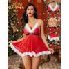 imageAvidlove Womens Christmas Lingerie Red Santa Babydolls Chemises Set1 Red