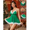 imageAvidlove Womens Christmas Lingerie Red Santa Babydolls Chemises SetGreen