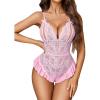 imageAvidlove Teddy Lingerie for Women Sexy Cut Out Lace Bodysuit One Piece Criss Cross Backless Mini BabydollPink