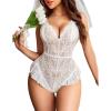 imageAvidlove Teddy Lingerie for Women Sexy Cut Out Lace Bodysuit One Piece Criss Cross Backless Mini BabydollWhite