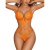 imageAvidlove Women Lingeries Deep V Teddy Lingerie Sexy Lace Bodysuit Cut Out One Piece Mini BabydollOrange