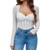 imageAvidlove Women Long Sleeve Bodysuit Sparkle Body Suits Top Mesh One Piece Leotard Shirt Going Out Tops Fall Outfits SXXLWhite