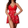 imageAvidlove Women Nightgown Sexy Sleepwear Lace Chemise Vneck Modal Babydoll Lounge DressChristmas Prints