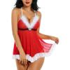 imageAvidlove Womens Christmas Lingerie Red Santa Babydolls Chemises Set1 Red