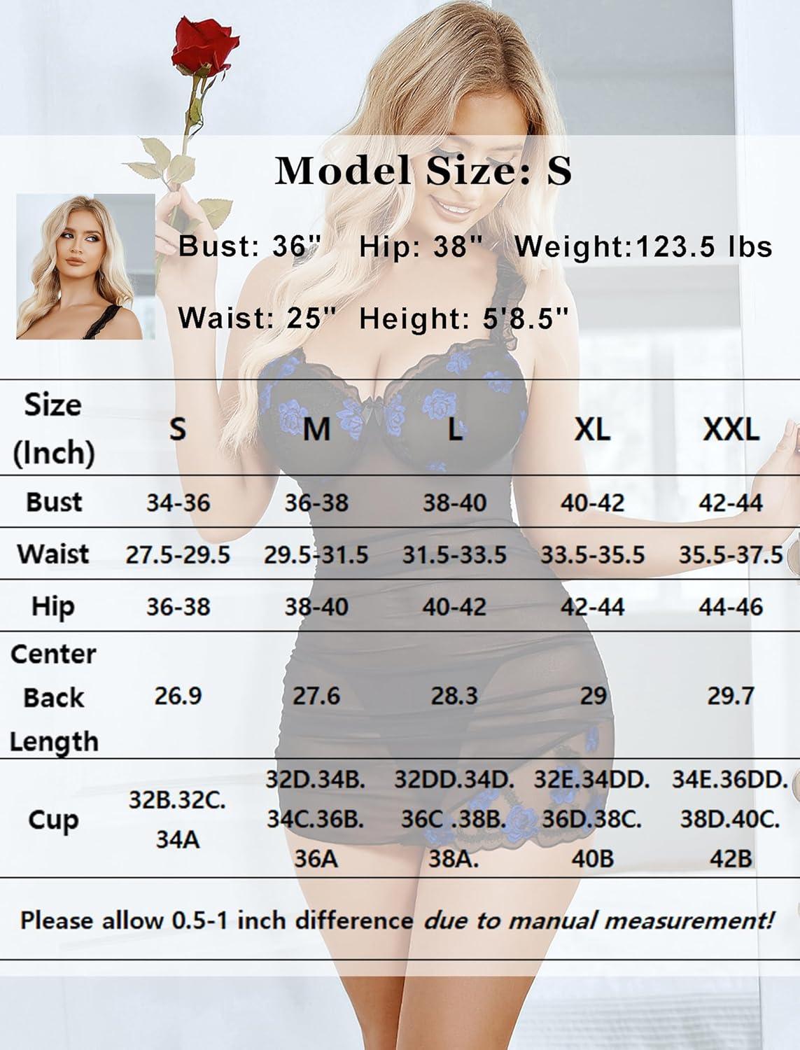 imageAvidlove Lingerie for Women Mesh Babydoll Lingeries Lace Chemise Floral Sleepwear Dress Sheer Exotic Boudoir Outfit SXXLBlue Floral