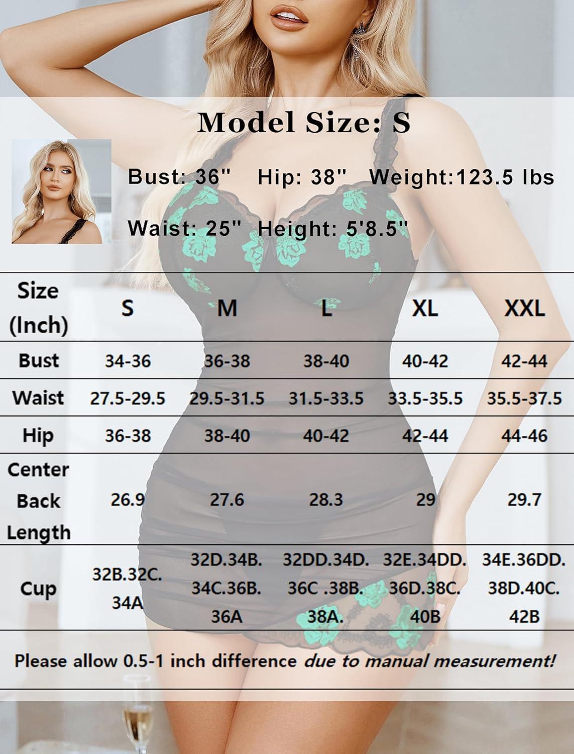 imageAvidlove Lingerie for Women Mesh Babydoll Lingeries Lace Chemise Floral Sleepwear Dress Sheer Exotic Boudoir Outfit SXXLGreen Floral