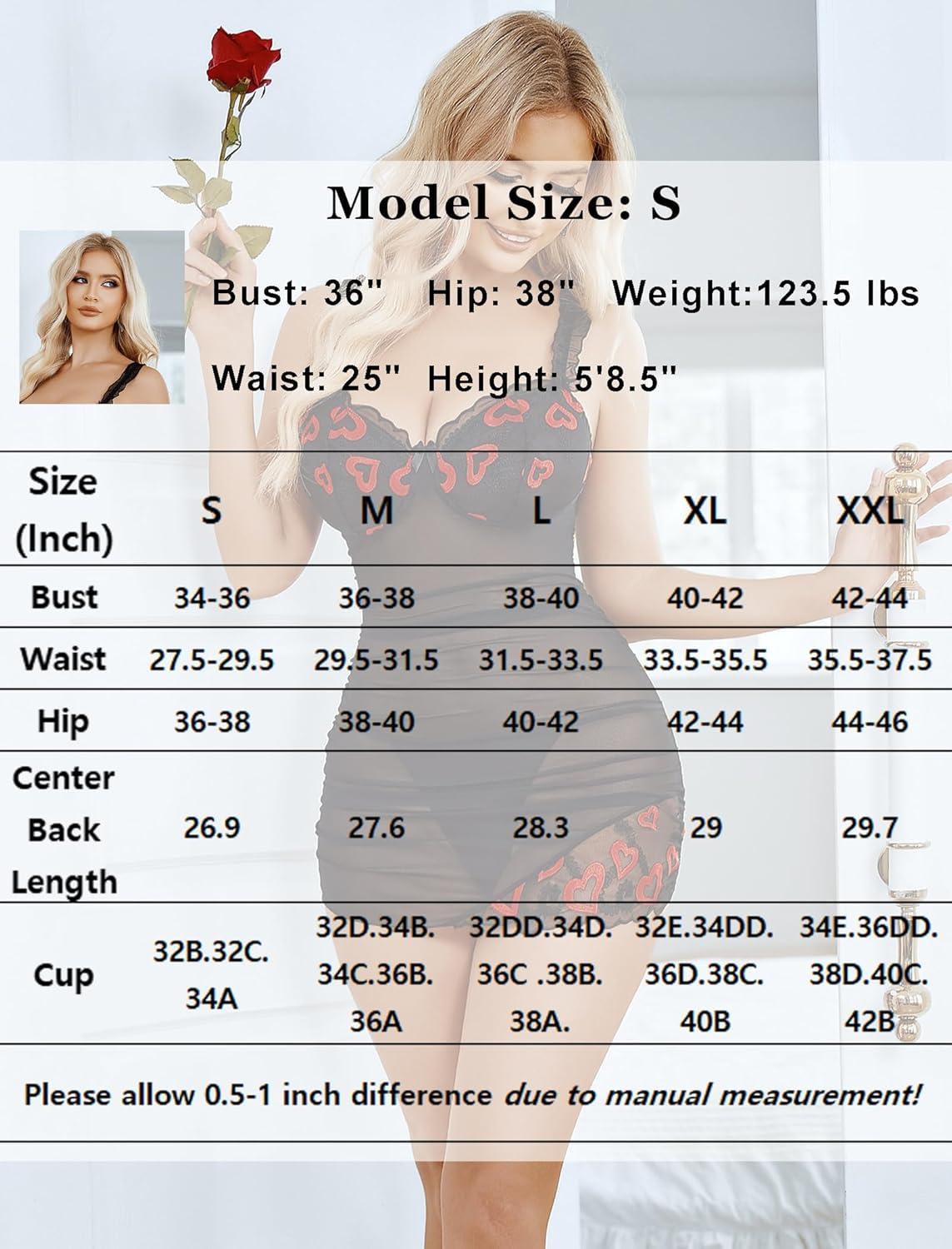imageAvidlove Lingerie for Women Mesh Babydoll Lingeries Lace Chemise Floral Sleepwear Dress Sheer Exotic Boudoir Outfit SXXLRed Heart