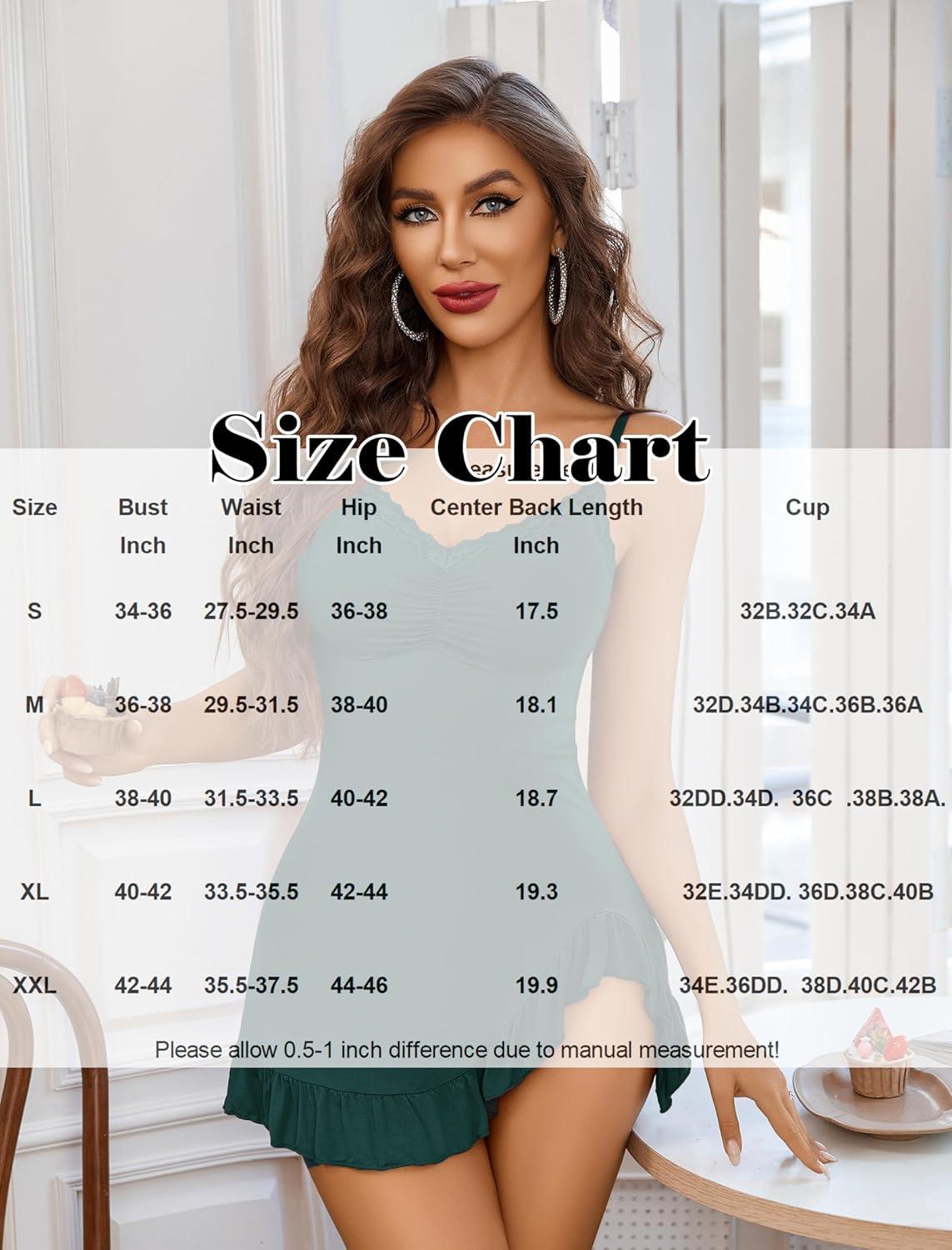 imageAvidlove Lingerie for Women Sexy Nightgown Modal Nightwear Side Slit Babydoll Chemise Spaghetti Strap nightiesGreen
