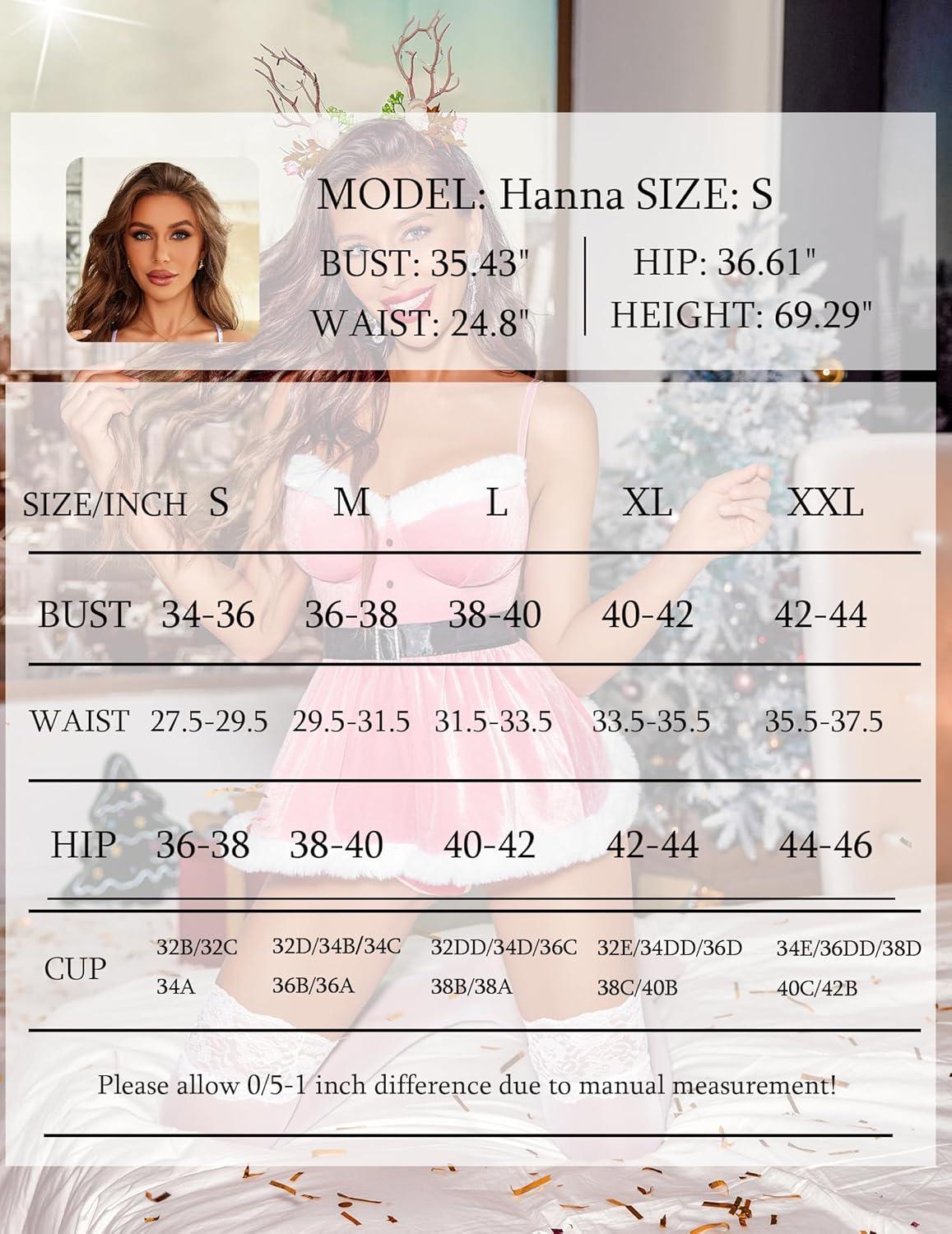 imageAvidlove Women Christmas Lingerie Santa Babydolls Chemises Red Velvet Santa Lingerie SetsMisty Rose