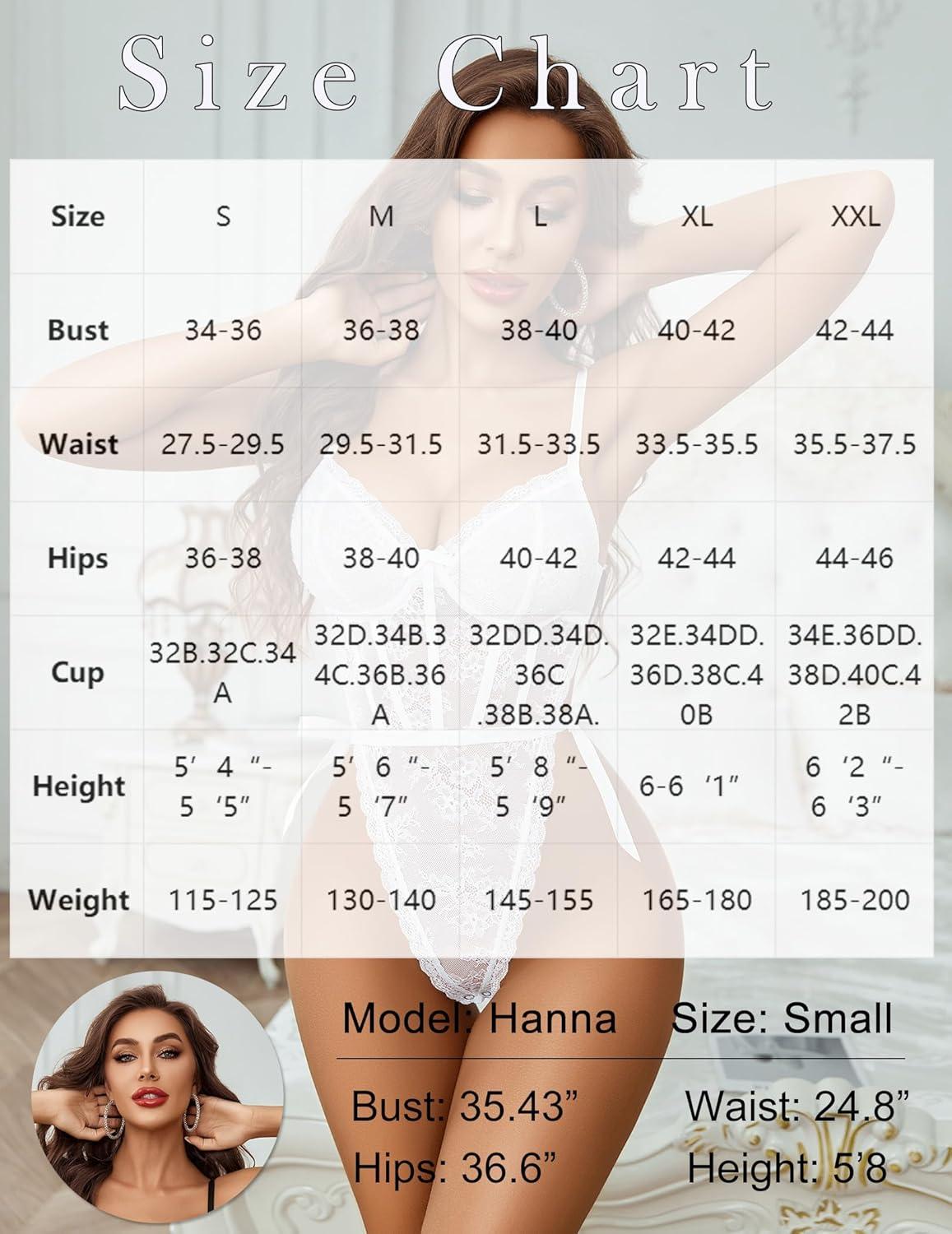 imageAvidlove Women Teddy Lingerie Deep V Lace Bodysuit Lingerie One Piece Mini Babydoll Satiny Side BowWhite