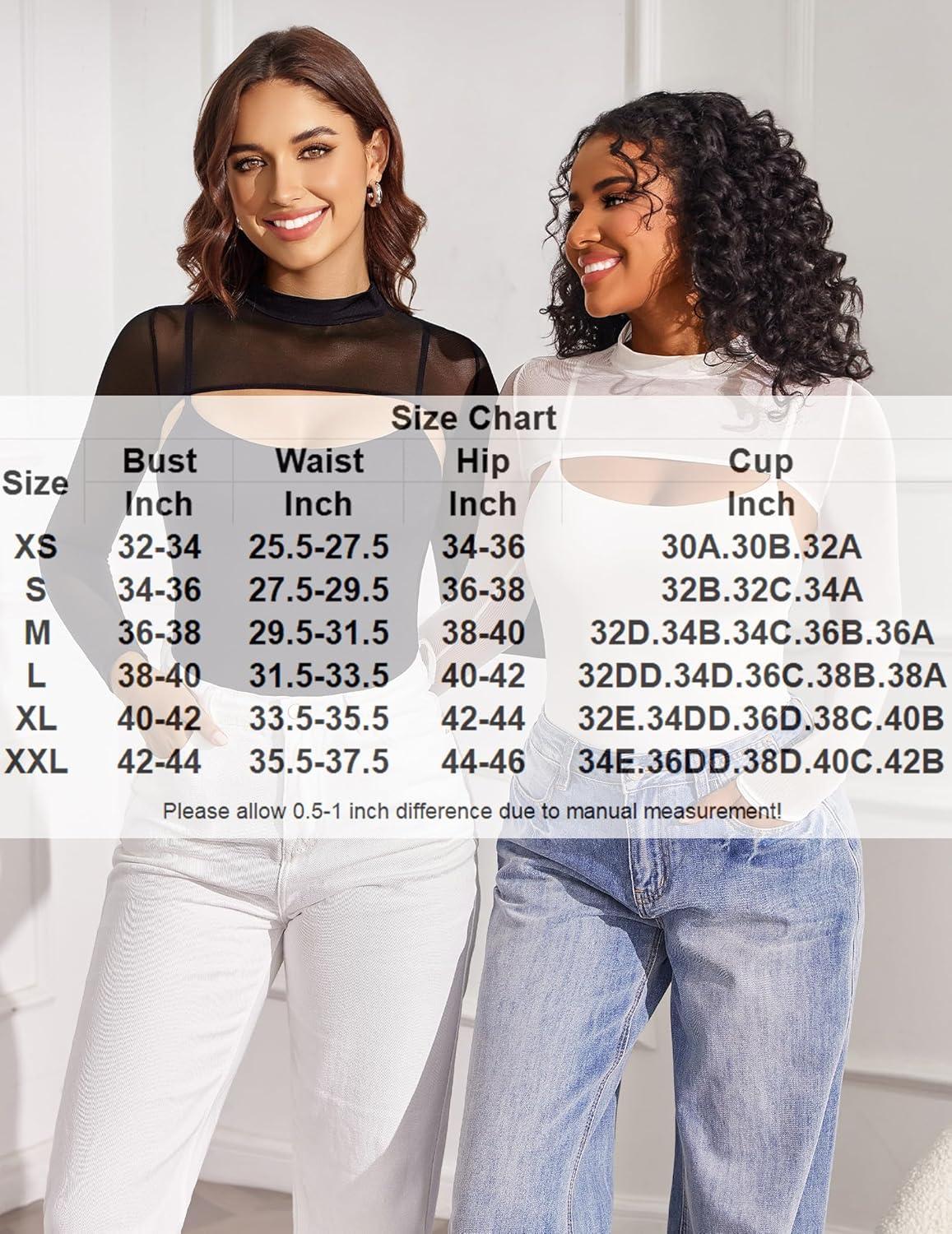 imageAvidlove Womens Long Sleeve Bodysuits Mock Turtle Neck Shapewear Bodysuit Sexy Mesh Bodysuit Two Piece Outfit Cami TopsBrown