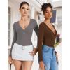 imageAvidlove Bodysuits for Women Long Sleeve Lace V Neck Body Suits Double Lined One Piece Leotard Shirt Going Out TopsDark Grey