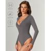 imageAvidlove Bodysuits for Women Long Sleeve Lace V Neck Body Suits Double Lined One Piece Leotard Shirt Going Out TopsDark Grey