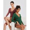 imageAvidlove Bodysuits for Women Long Sleeve Lace V Neck Body Suits Double Lined One Piece Leotard Shirt Going Out TopsGreen