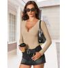 imageAvidlove Bodysuits for Women Long Sleeve Lace V Neck Body Suits Double Lined One Piece Leotard Shirt Going Out TopsNude