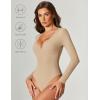 imageAvidlove Bodysuits for Women Long Sleeve Lace V Neck Body Suits Double Lined One Piece Leotard Shirt Going Out TopsNude