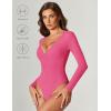 imageAvidlove Bodysuits for Women Long Sleeve Lace V Neck Body Suits Double Lined One Piece Leotard Shirt Going Out TopsPink