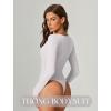 imageAvidlove Bodysuits for Women Long Sleeve Lace V Neck Body Suits Double Lined One Piece Leotard Shirt Going Out TopsWhite