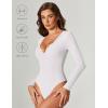 imageAvidlove Bodysuits for Women Long Sleeve Lace V Neck Body Suits Double Lined One Piece Leotard Shirt Going Out TopsWhite