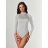 imageAvidlove Bodysuits for Women Mock Neck Shapewear Body Suit Long Sleeve Leotard Mesh Going Out Tops Concert OutfitsGrey