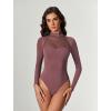 imageAvidlove Bodysuits for Women Mock Neck Shapewear Body Suit Long Sleeve Leotard Mesh Going Out Tops Concert OutfitsPurple Red