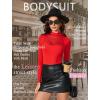 imageAvidlove Bodysuits for Women Mock Neck Shapewear Body Suit Long Sleeve Leotard Mesh Going Out Tops Concert OutfitsRed