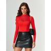 imageAvidlove Bodysuits for Women Mock Neck Shapewear Body Suit Long Sleeve Leotard Mesh Going Out Tops Concert OutfitsRed