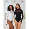 imageAvidlove Bodysuits for Women Mock Neck Shapewear Body Suit Long Sleeve Leotard Mesh Going Out Tops Concert OutfitsWhite