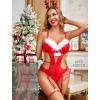 imageAvidlove Christmas Garter Lingerie Set Lace Strappy Teddy Underwired Naughty Bodysuit Exotic One Piece BabydollChristmas Red