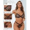 imageAvidlove Leopard Print Bra Mesh See Through Underwire Bra Panty Set with Chain Leopard Large