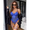 imageAvidlove Lingerie for Women Sexy Lace Bodysuit Deep V Teddy Lingerie One Piece Mini BabydollBlue
