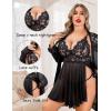 imageAvidlove Plus Size Lingerie Sexy Lingerie Set Womens Exotic Nightgowns Lace Chemise Lingerie Side Slit NightdressBlack