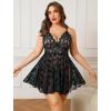 imageAvidlove Plus Size Lingerie Sexy Lingerie Set Womens Exotic Nightgowns Lace Chemise Lingerie Side Slit NightdressBlack Butterfly