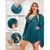 imageAvidlove Plus Size Lingerie Sexy Lingerie Set Womens Exotic Nightgowns Lace Chemise Lingerie Side Slit NightdressBlue Green