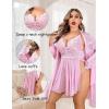 imageAvidlove Plus Size Lingerie Sexy Lingerie Set Womens Exotic Nightgowns Lace Chemise Lingerie Side Slit NightdressDark Pink