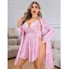 imageAvidlove Plus Size Lingerie Sexy Lingerie Set Womens Exotic Nightgowns Lace Chemise Lingerie Side Slit NightdressDark Pink