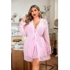 imageAvidlove Plus Size Lingerie Sexy Lingerie Set Womens Exotic Nightgowns Lace Chemise Lingerie Side Slit NightdressDark Pink