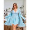 imageAvidlove Plus Size Lingerie Sexy Lingerie Set Womens Exotic Nightgowns Lace Chemise Lingerie Side Slit NightdressLight Blue