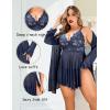 imageAvidlove Plus Size Lingerie Sexy Lingerie Set Womens Exotic Nightgowns Lace Chemise Lingerie Side Slit NightdressNavy Blue