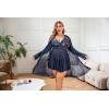 imageAvidlove Plus Size Lingerie Sexy Lingerie Set Womens Exotic Nightgowns Lace Chemise Lingerie Side Slit NightdressNavy Blue