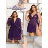 imageAvidlove Plus Size Lingerie Sexy Lingerie Set Womens Exotic Nightgowns Lace Chemise Lingerie Side Slit NightdressPurple