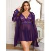 imageAvidlove Plus Size Lingerie Sexy Lingerie Set Womens Exotic Nightgowns Lace Chemise Lingerie Side Slit NightdressPurple