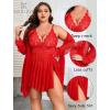 imageAvidlove Plus Size Lingerie Sexy Lingerie Set Womens Exotic Nightgowns Lace Chemise Lingerie Side Slit NightdressRed