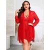 imageAvidlove Plus Size Lingerie Sexy Lingerie Set Womens Exotic Nightgowns Lace Chemise Lingerie Side Slit NightdressRed