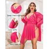 imageAvidlove Plus Size Lingerie Sexy Lingerie Set Womens Exotic Nightgowns Lace Chemise Lingerie Side Slit NightdressRose Red