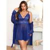 imageAvidlove Plus Size Lingerie Sexy Lingerie Set Womens Exotic Nightgowns Lace Chemise Lingerie Side Slit NightdressRoyal Blue