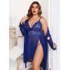 imageAvidlove Plus Size Lingerie Sexy Lingerie Set Womens Exotic Nightgowns Lace Chemise Lingerie Side Slit NightdressRoyal Blue